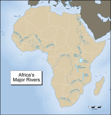 Map of Africa with rivers